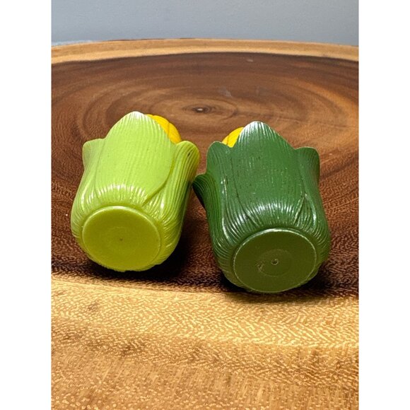 Vintage Corn-On-The-Cob Salt & Pepper Shakers Plastic Yellow & Green 2" Tall - Picture 3 of 7